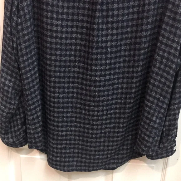 SAKS FIFTH AVENUE Unisex Shacket, Blue & Grey Woven Checkered Shirt - Picture 7 of 7